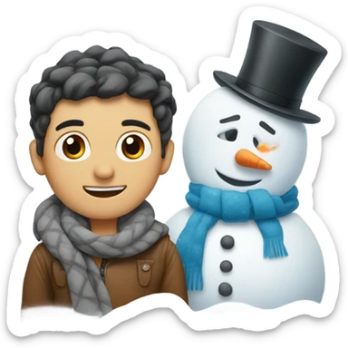 snow, snowman, winter sticker