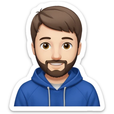 Draw MrBeast in casual hoodie with short hair, french cut beard & friendly smile. sticker