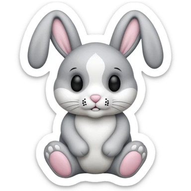 Emoji d'une peluche lapin a tete de mort sticker