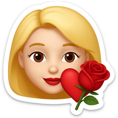 Add a rose to the emoji, keeping it loving and affectionate. The style should be similar to the original emoji style. sticker