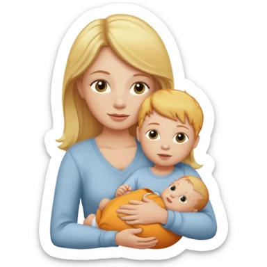 blonde mom holding ginger baby  sticker
