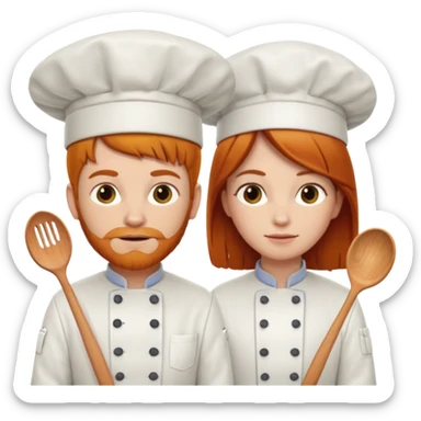 Una chef, pelinaranja de pelo lacio y otra con pelo  sticker