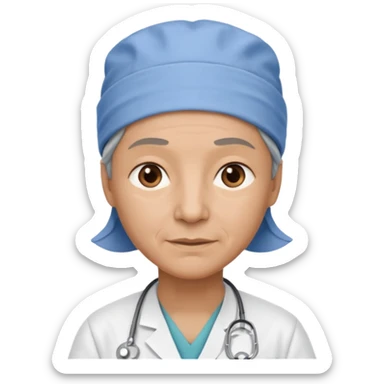 not smiling doctor with scrub cap older sticker