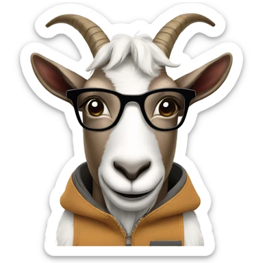 Goat with glasses and a pocket protector sticker