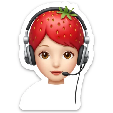 A Cute strawberry wearing headset  sticker