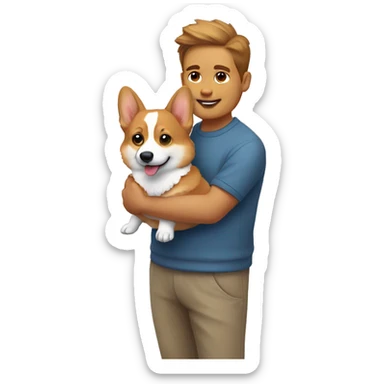 Corgi with a human pet sticker