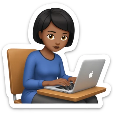 a black short hair woman typing laptop sticker