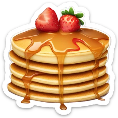 pancake with strawberry on top and caramel sticker