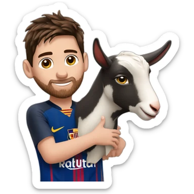 Messi qui caresse un goat sticker