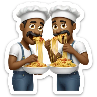 Two men in love eating sphaghetti like the two dogs in that famous Disney dog movie  sticker