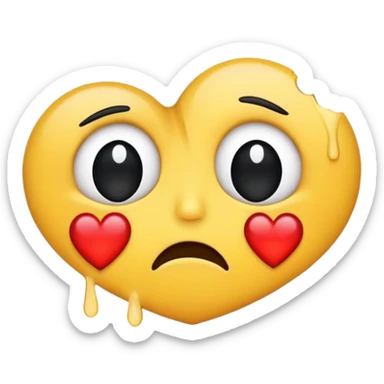 Emoji triste llorando con corazón negro roto sticker