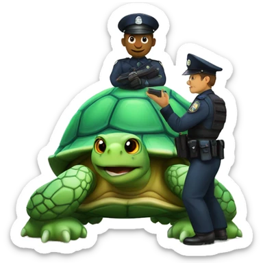 turtle with shell policeman sticker