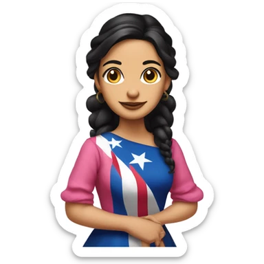 Mariana Bracetti Cuevas was a patriot and leader of the Puerto Rico independence movement. Pink dress. 2 pigtails. Dark hair woman. sticker