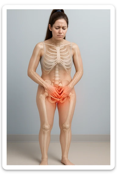 donna con dolore al pavimento pelvico dimagrire in 3D realistica,  immagine anatomica sticker
