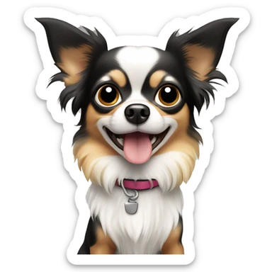 black white and tan long-haired chihuahua looking surprised sticker