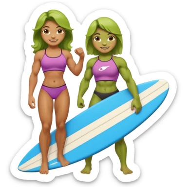 hulk Girl with surfboard sticker