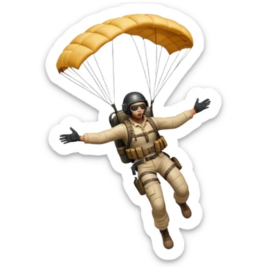 PUBG character falling from the sky with parachute deployed sticker