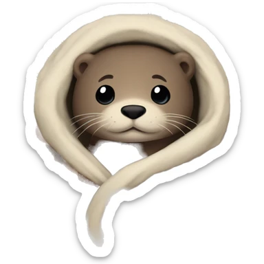 otter cozy in blanket sticker
