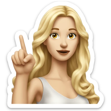 Blonde elegant women with LONG HAIR, ,POINTING YOU FORWARD with her HAND with INDEX FINGER, Hyper Realistic sticker