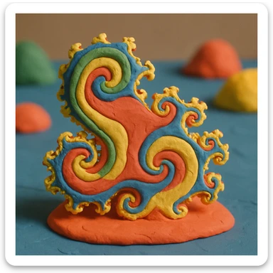 fractal pattern claymation style sticker