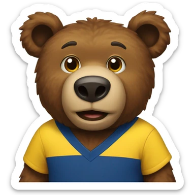 A brown bear wearing a yellow and blue University of Michigan shirt  sticker