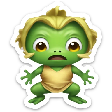 cute peepo frog going super saiyan god sticker