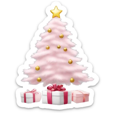 Light pink Christmas gifts under a white Christmas tree  sticker