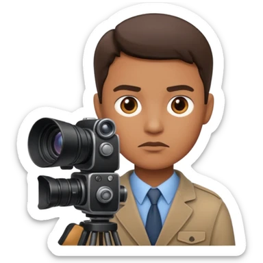 a journalist with a camera sticker