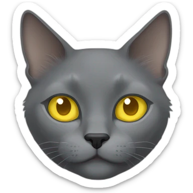 fluffy grey korat breed cat with yellow eyes black pupils, sleeping female sticker