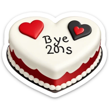 Create a heart shaped cake divided in two. first half is black and says “Bye 20’s” and the second half is red and says “hello 30s” sticker