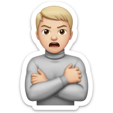 arms crossed hand choking neck angry mouth open  sticker