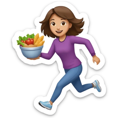 Woman Running to food, must have food  sticker