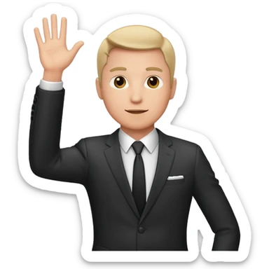 man in a suit raising his hand sticker