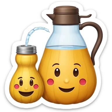 thermal water bottle, stainless steel cup and tereré gourd together, emoji style sticker