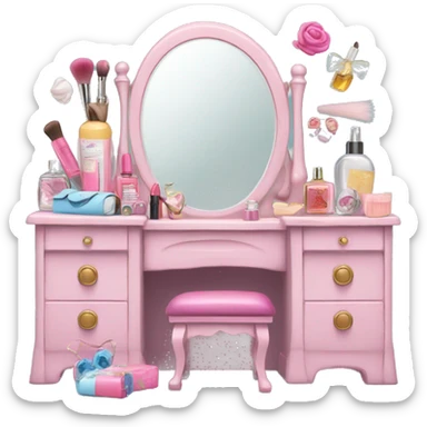 vanity with tons of girly things on it  sticker