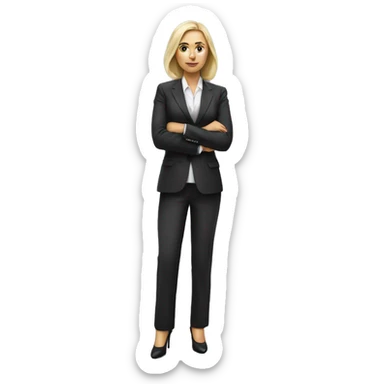 Russian woman full length in suit photorealistic serious sticker