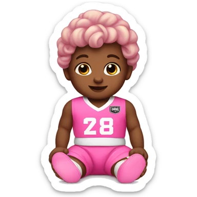  infant wearing pink messie jersey sticker