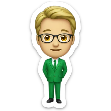 Wisdom, young marketing teacher in green suit sticker