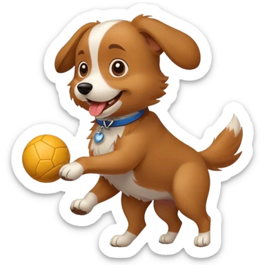 dog fetching a ball sticker