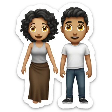 Loving couple farting, boy is white with brown hair, girl is latina with black wavy hair sticker
