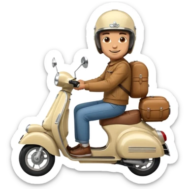 A classic vespa rider with my brothers face. sticker