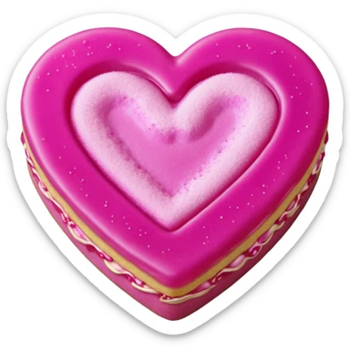 Realistic shortbread cookie in the shape of a heart with Fuchsia color jelly middle filling and sprinkled powder sugar on top. sticker