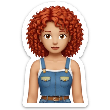 OGER with red curly hair that looks Mexican that is big and fat wearing jeans and a crop top sticker