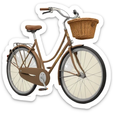 peugeot vintage light brown bike with front basket  sticker