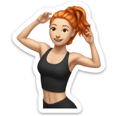 Ginger hair girl with very aesthetic gym outfit practicing aerial yoga sticker
