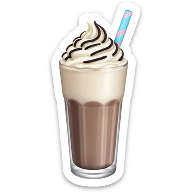 Oreo milkshake emoji, soft shading, rounded shape, pastel style sticker