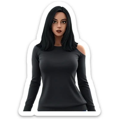 black haired girl indoors sticker