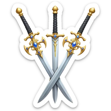 Fully golden two royal swords crossed sticker