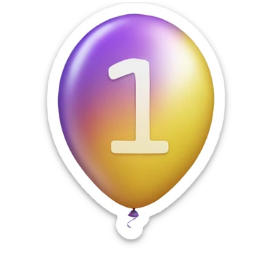 Balloon that has the shape of the number 1 Balloon that has the shape of the number 1 sticker