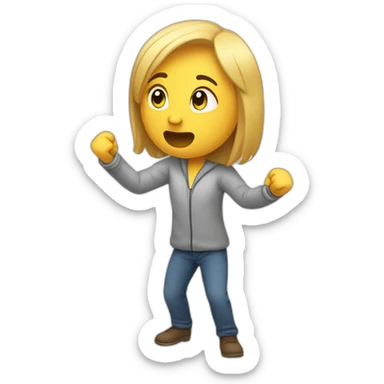 An emoji of person facing left with a slight squat holding their hands up similar to the “hold up” meme sticker